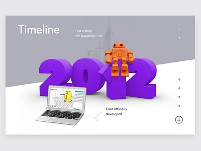 Ultimaker timeline screen c4d design graphic screen simple timeline ui ux web webdesign