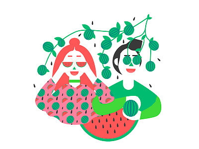 Watermelon art background creative flat fruit funny illustration illustrator pattern seamless style watermelon