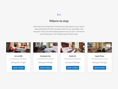 Hotel cards cards conference directory landing page ui design web design