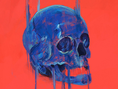 Skull arts blue brushes design digital digital painting drawing illustration painting photoshop red skull
