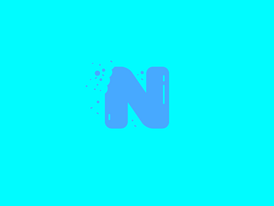 #Typehue Week 14: N bite blue chomp crumbs eat flat food letter nibble simple soft typography