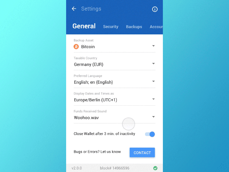 BitShares Munich. Carbon. Accounts / Settings android app cryptocurrency finance material mobile principle settings tabs ui ux