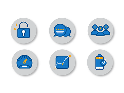 Icons for Protect Care Network Site batteries financial icons productivity security