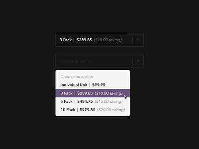 Select Quantity choose dropdown field quantity select