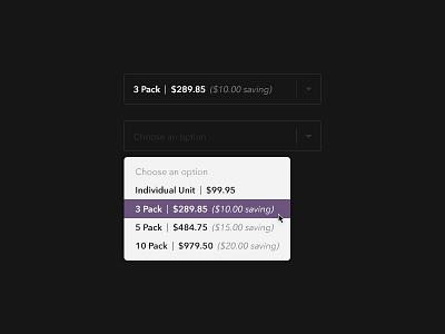 Select Quantity choose dropdown field quantity select