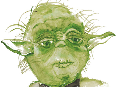 Yoda Watercolor 80s geek jedi nerd paint star wars watercolor yoda