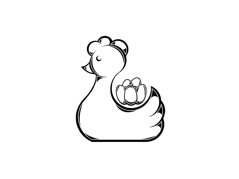 Chick Moooma animal chicken cute egg eggs hen lines logo mama mother vector