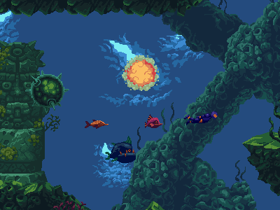 Underwater Diving Pixel Art game game art game assets indie game pixel pixel art pixelart video game water