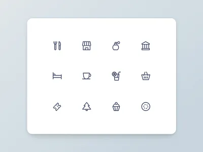 Places Icon Set app bakery bar beauty cafe hotel icon illustration interface park restaurant shop