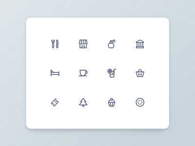 Places Icon Set app bakery bar beauty cafe hotel icon illustration interface park restaurant shop