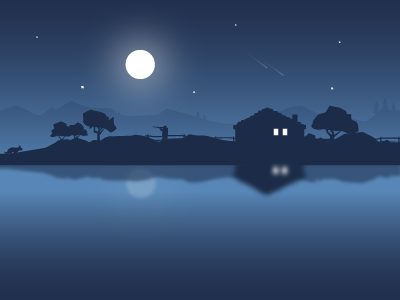 Blue blue house illustration man water