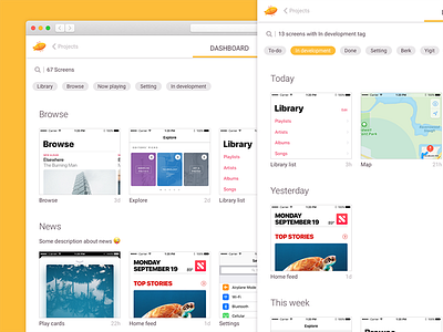 Sections in Zeplin dashboard grid sections tag web zeplin