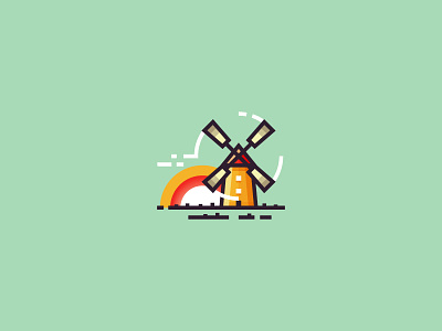 Windmill - Sticker Mule Playoff 2d bakery contest design flat france icon outline sticker wind windmill