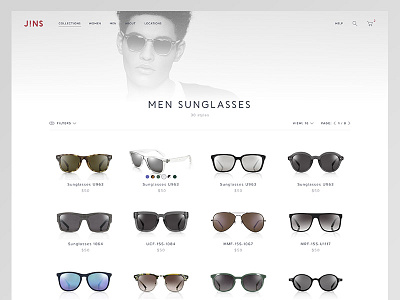 JINS - Eyewear clean design ecommerce eyewear glasses landing minimal minimalistic store white