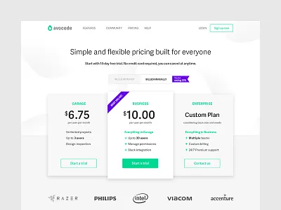 Avocode Pricing Page avocode black brand code green page pricing typography web white