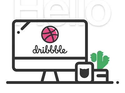 Hello Dribbble first，dribbble，desk，hello，cat shot