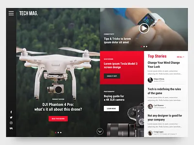 Tech Mag. boxes exploration landing page layout magazine magazine cover teasers tech tech magazine tiles website