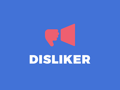 DISLIKER clever dislike disliker finger icon logo design loudspeaker red smart logo speaker