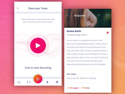 Music App app artists conceptual design enjoy listen music play playlist songs