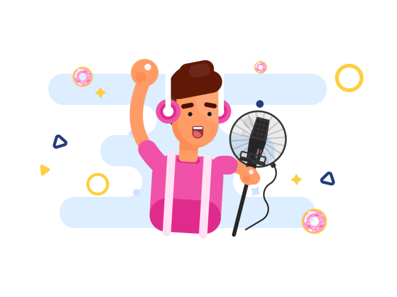 Voiceover Donutsanimation animation bodymovin donuts flat gif hot illustration loop process svg vector voiceover