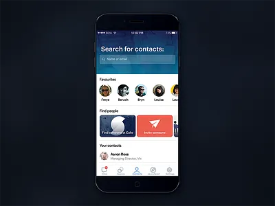 Find contacts app cards carousel contacts ios iphone photo prototype search user experience user interface ux