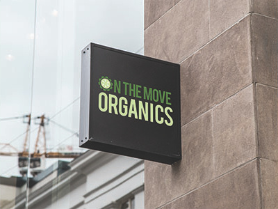 On the move organics logo branding logo mockup storefront