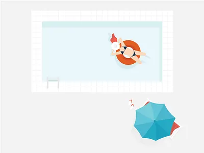 Chill by the pool flat holiday illustration pool relax summer vector woman