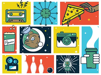 Icon Exploration for Baylor bear clock coffee college film hand icon lamp night nighttime pizza vintage