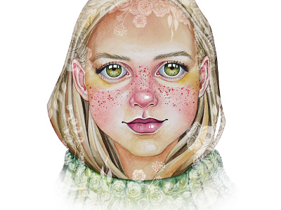 spring 2017 art floral floral print flowers girl green eyes illustration illustrator painting portrait print watercolor