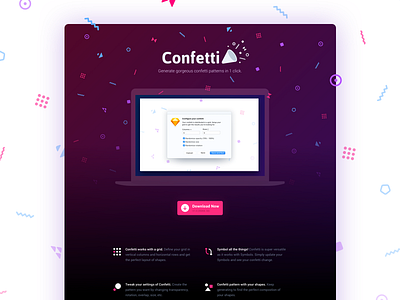 Confetti website confetti icons pattern plugin sketch sketch plugin webpage website