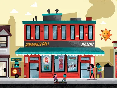 Mystery Book Art - Romanos Deli art background book illustration