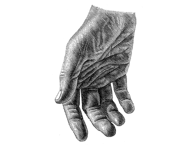 Hand clayboard line art pen ink scratchboard