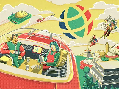 Credit Union Art future illustration jetpack