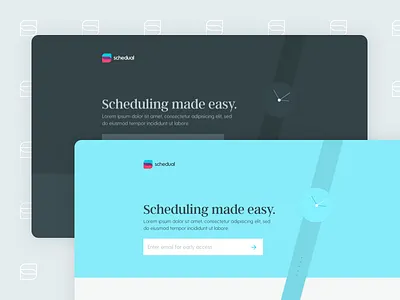 Schedual Landing Page animation argent clock coming form greycliff input landing logo responsive web