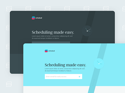 Schedual Landing Page animation argent clock coming form greycliff input landing logo responsive web