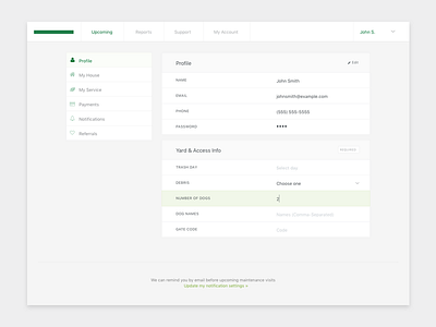 Lawn care dashboard admin dashboard form lawn care ui ux