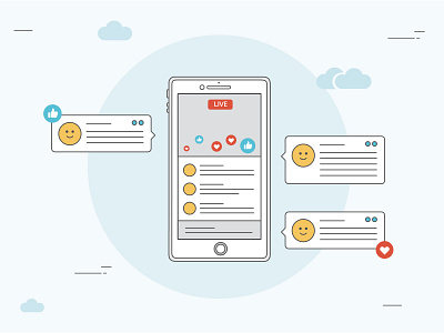 Facebook Live blue device digital facebook like lineart love mobile social socialmedia