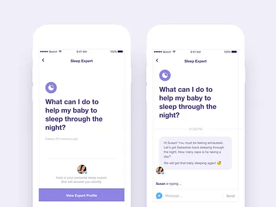 Tinyhood Expert Chat app branding chat discussion icon ios iphone message notch profile ui ux