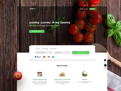 Yummy | Food Delivery Landing Page delivery food fresh green landing page layout order ui ux webdesign website design
