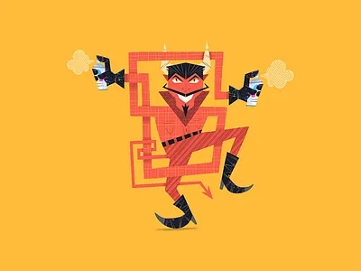 Skillz boots devil gloves illustration junkykid paint plaid spray