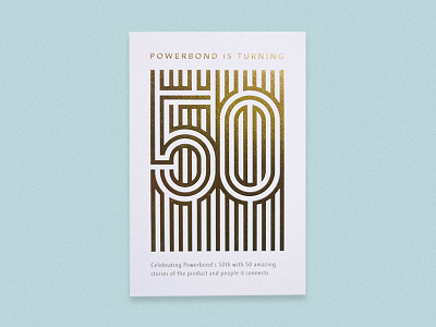 Fifty card 50th anniversary branding card fifty foil gold identity lines logo numbers print