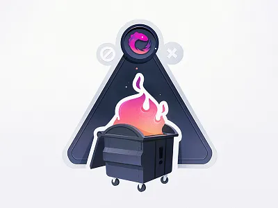 Dumpster Fire! badge burn code coding dumpster error fire flames mistakes problem rxjs trash