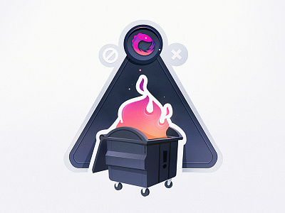 Dumpster Fire! badge burn code coding dumpster error fire flames mistakes problem rxjs trash