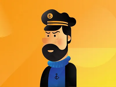 Captain Haddock character design fanart icon illustration vector