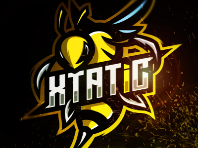 XTATiC black bold branding esports logo mascot sports strong yellow