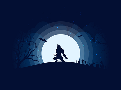 Horror Moonlight animal danger horror illustration light moon moonlight night rebounding stars vector wolf