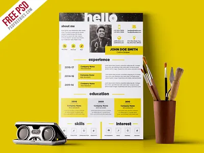 Free PSD : Creative and Elegant Resume Template PSD bio data creative cv curriculum vitae cv free psd freebie graphic designer cv job job profile modern cv psd resume