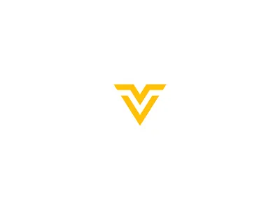 V brand clean different logo modern new simple yellow