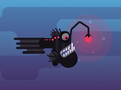 Deep water fish animation deep donuts fish flat illustration process vector water