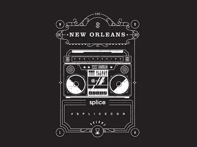 Splice Engineering Meetup boombox developer illustration meetup music neworleans tshirt
